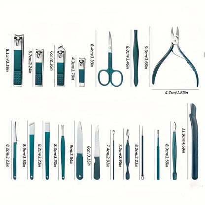 Professional Stainless Steel Nail Care Kit - 18 pcs